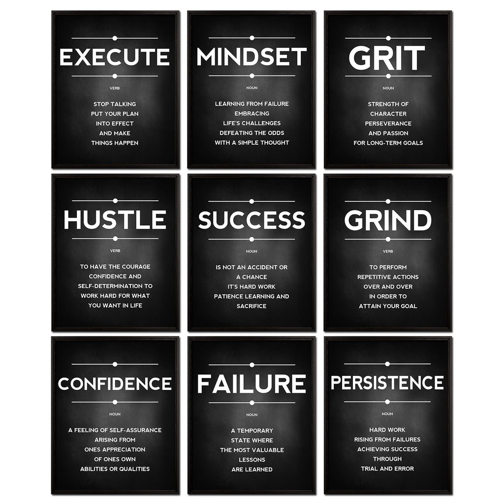 9-Piece Inspirational Quote Posters Set - Unframed 8x10 Inch Wall Art for Home, Office