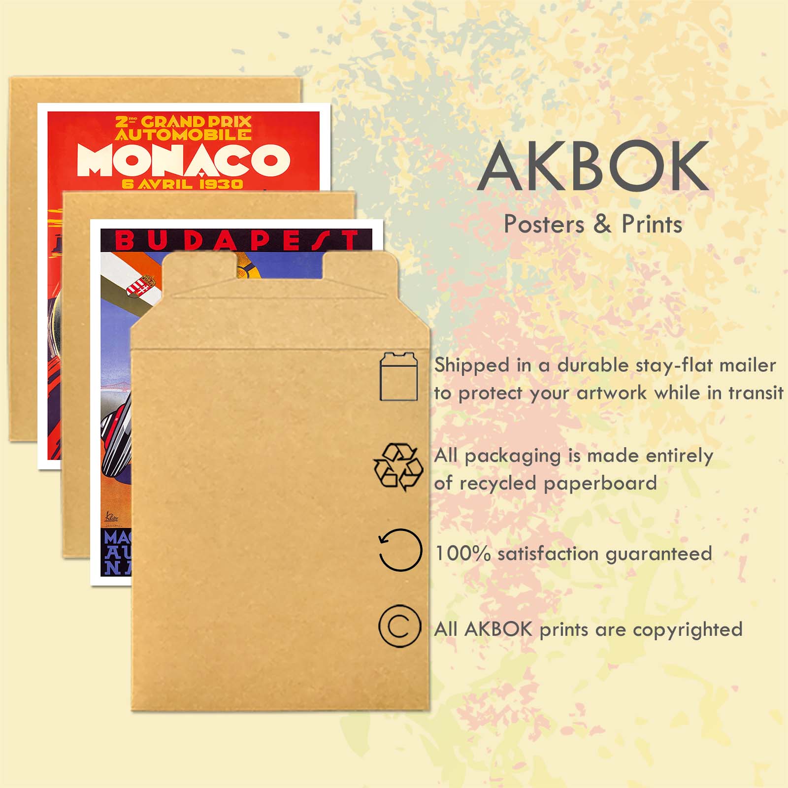 9-Piece Vintage Grand Prix Racing Poster Set - Unframed 8x10 Inch Motor Sport Art for Wall Decor