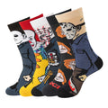 Spooky Horror Character Socks Gift Set (5 Pairs), Cotton Novelty Socks for Halloween