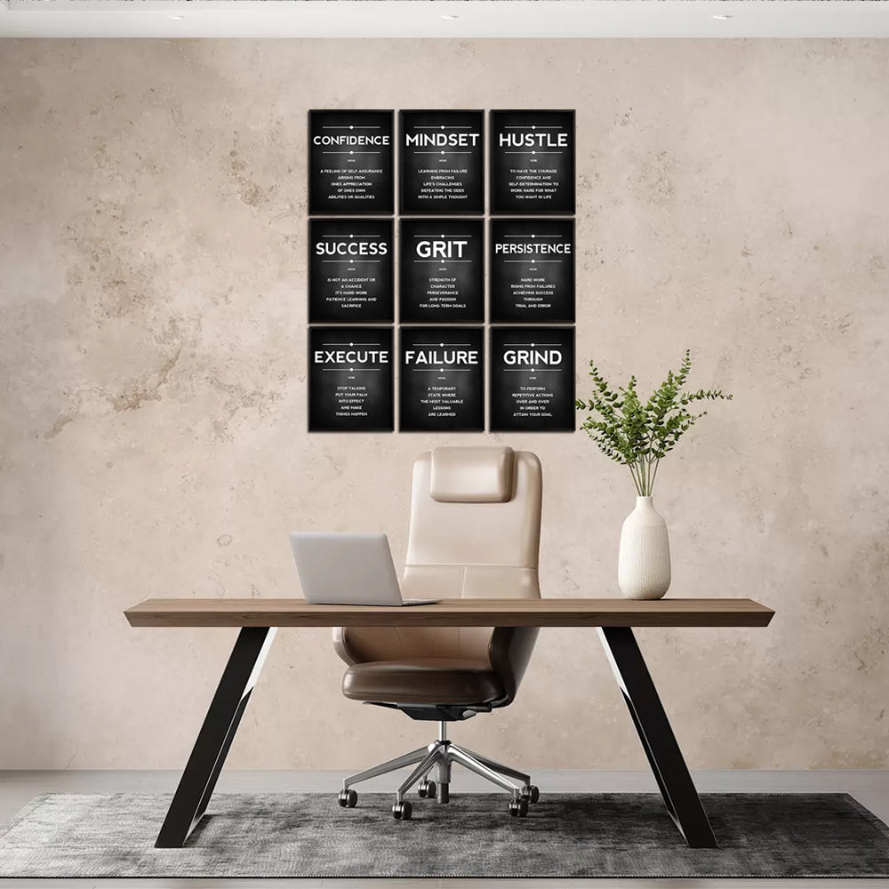 9-Piece Inspirational Quote Posters Set - Unframed 8x10 Inch Wall Art for Home, Office